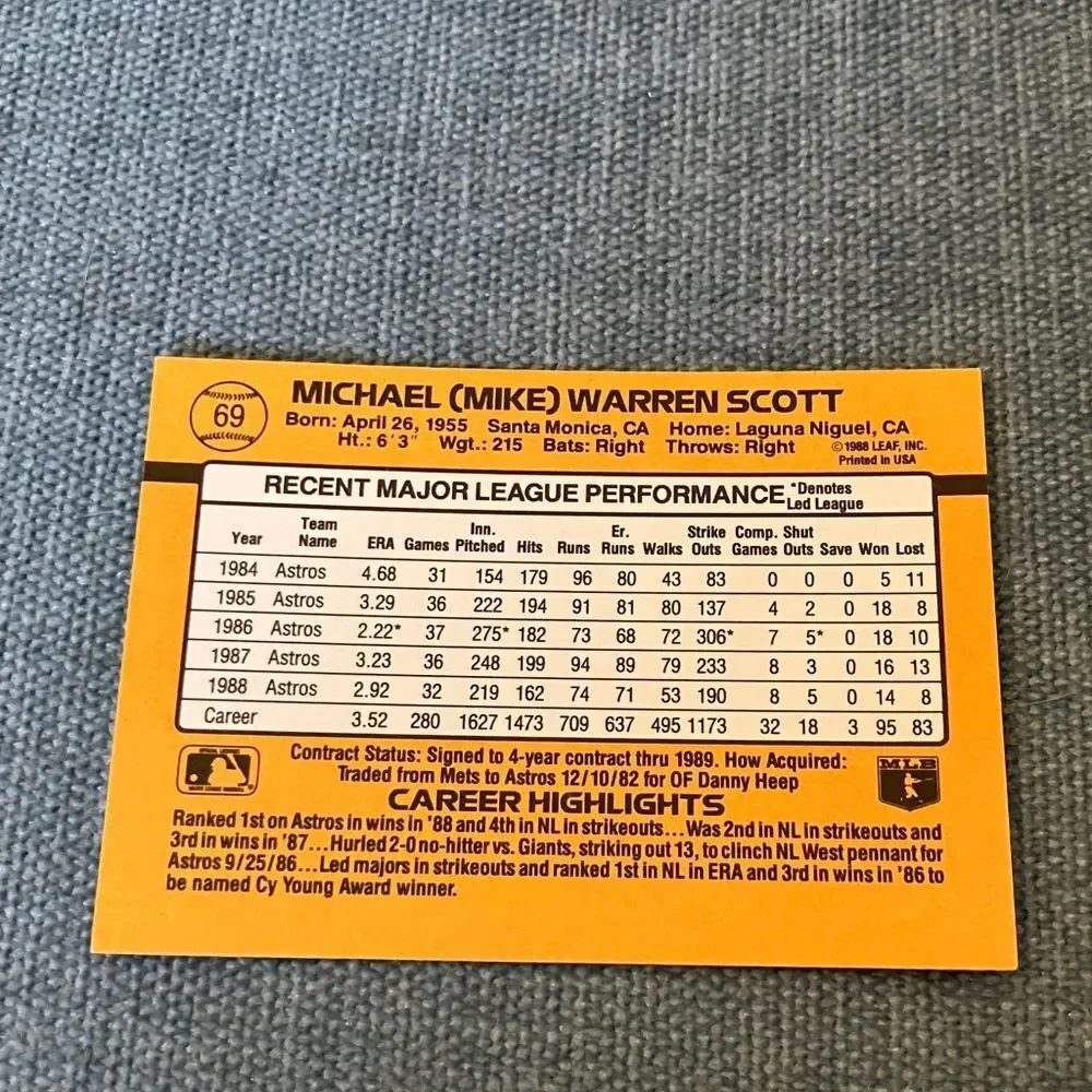 1989 Donruss Houston Astros Baseball Card Trading Card